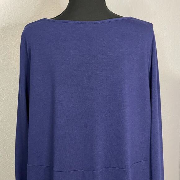 Lisa Rinna Collection Long Sleeve Tunic with side slits Sz XL Royal Blue, EUC - Picture 3 of 10